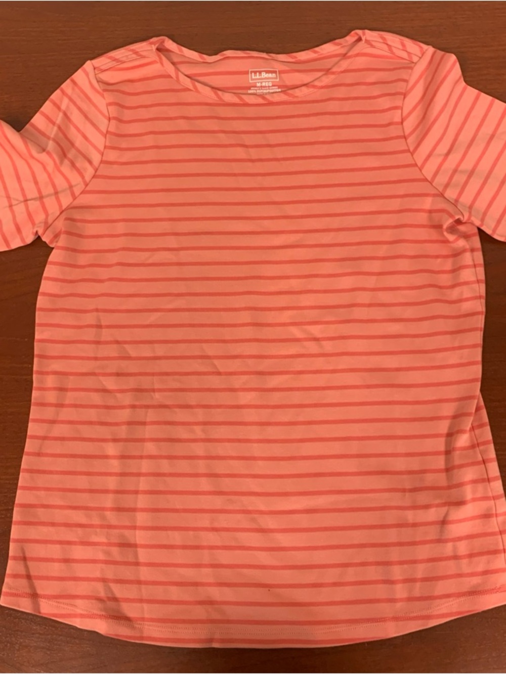 L.L.Bean Coral and Dark Coral Striped Women's Tee